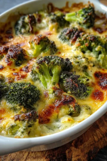 Brócoli Gratinado con Tres Quesos
