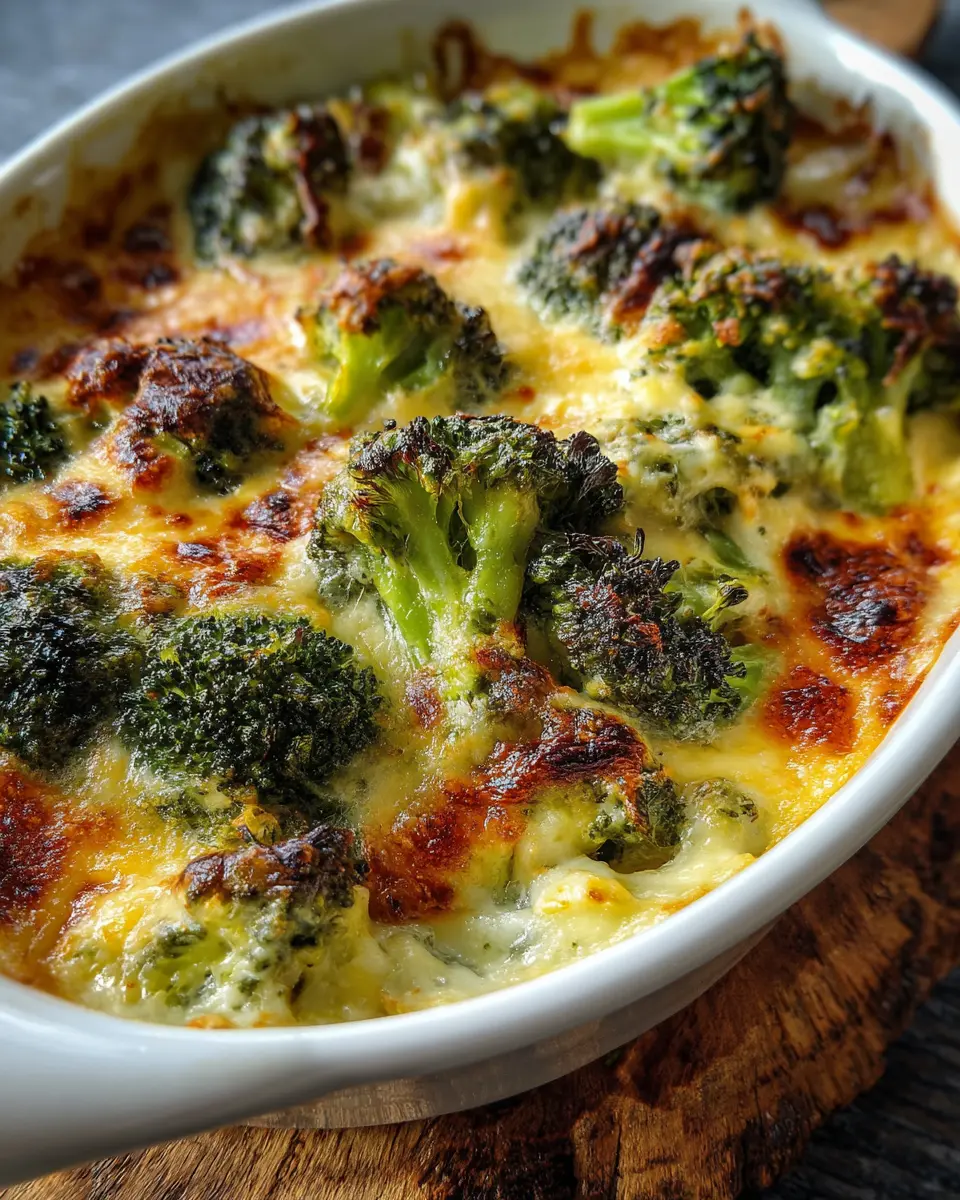 Brócoli Gratinado con Tres Quesos