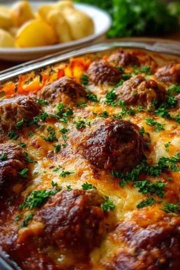 Albóndigas al Horno con Queso y Patatas