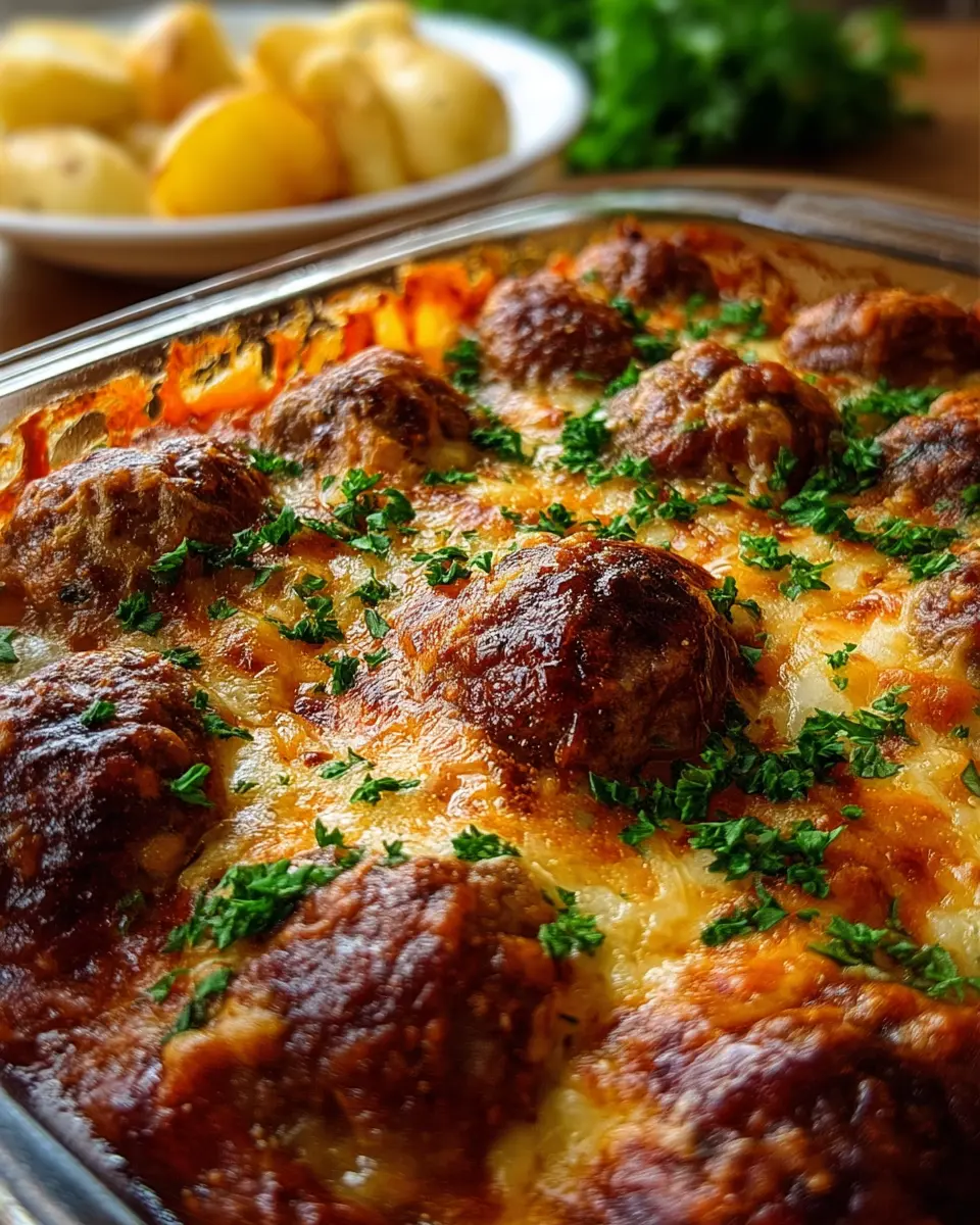 Albóndigas al Horno con Queso y Patatas