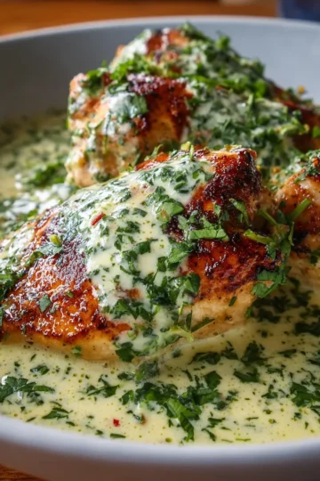 Pechugas De Pollo Con Crema De Cilantro