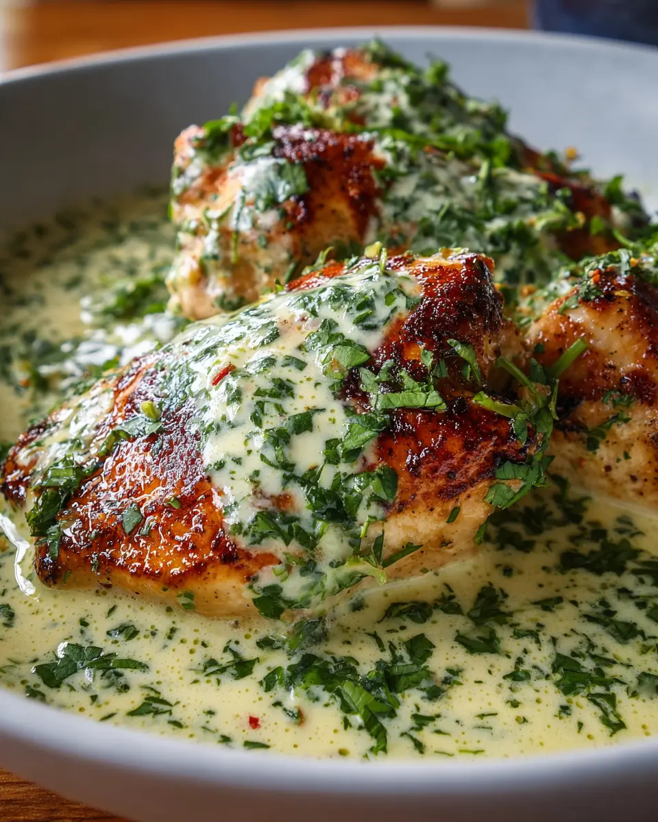 Pechugas De Pollo Con Crema De Cilantro