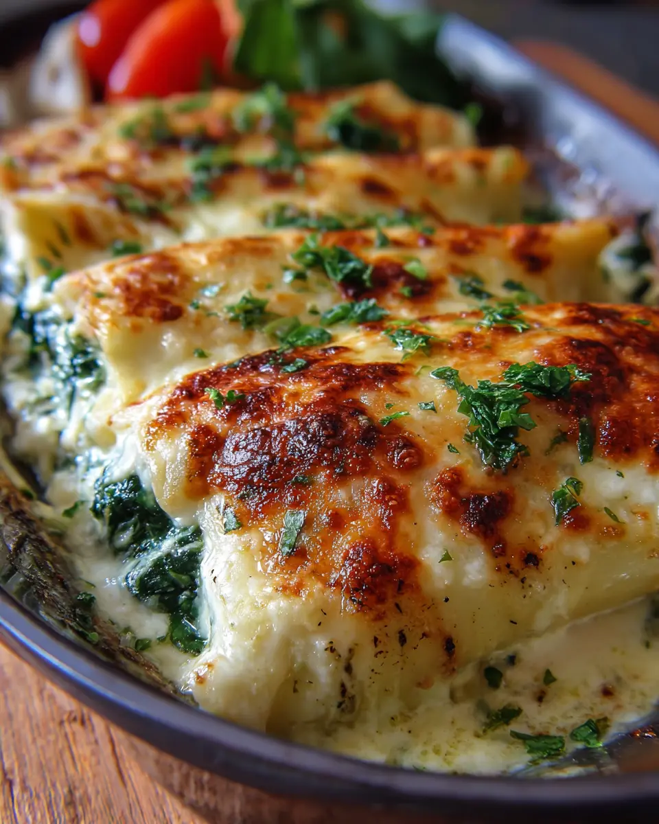 canelones de queso y espinacas deliciosos y fáciles de preparar.