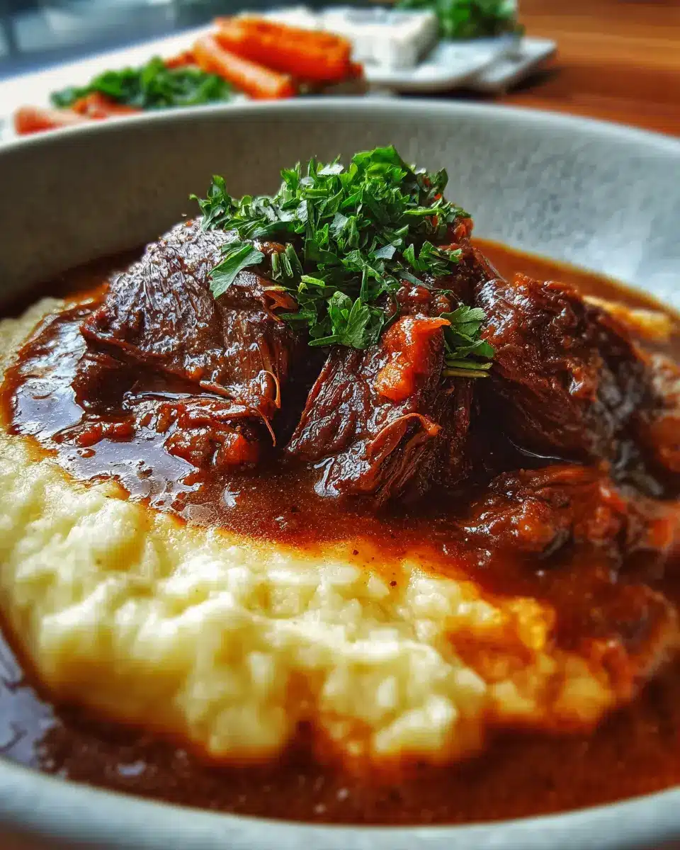 Carne Deshebrada en Salsa Gravy sobre Puré de Papa