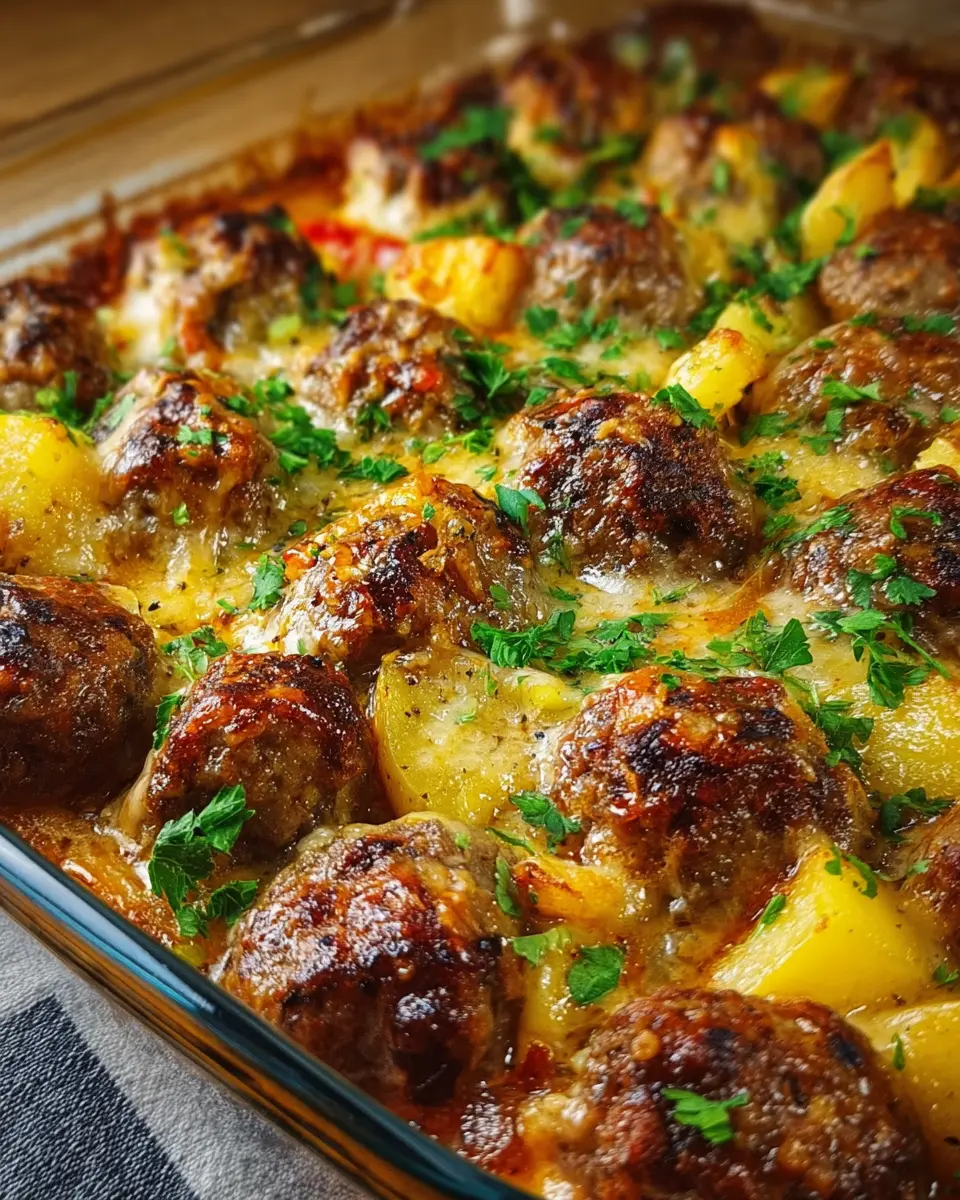 Albóndigas al Horno con Queso y Patatas