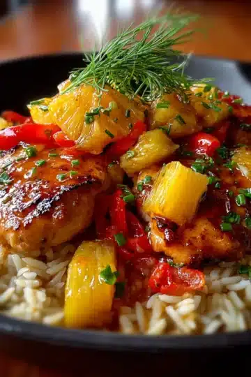 POLLO CON PIÑA Y ARROZ