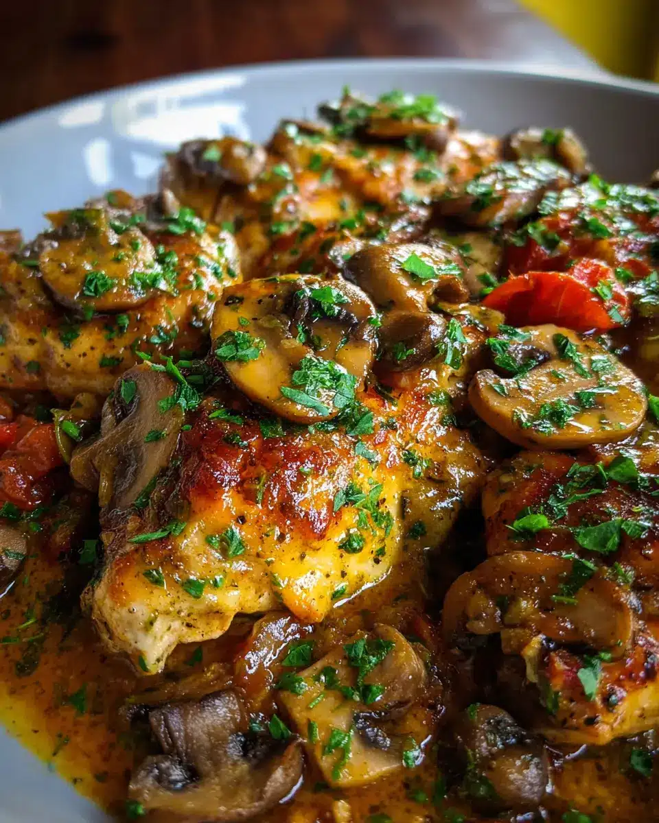 POLLO EN SALSA CON CHAMPIÑONES