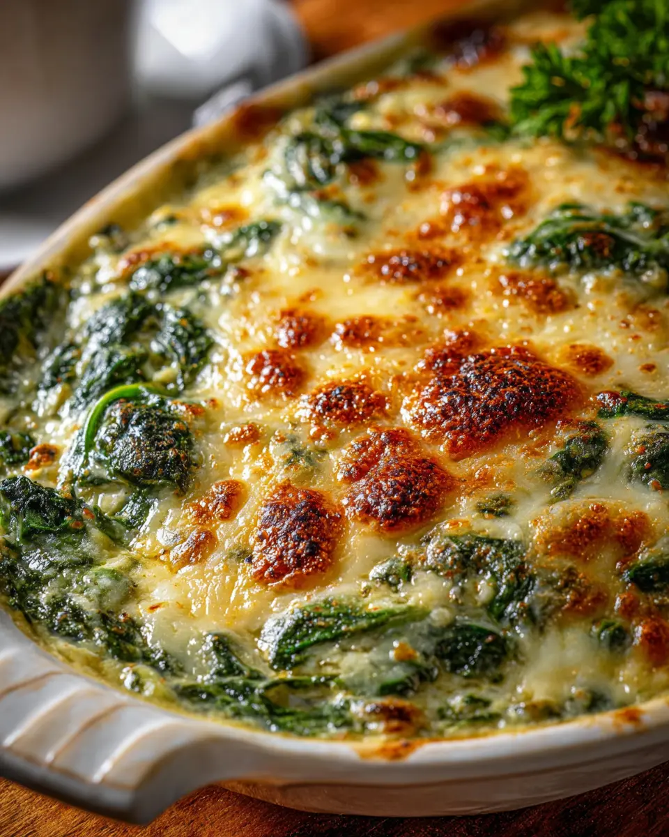 Gratinado de Espinacas a la Crema con Queso 🥬🧀