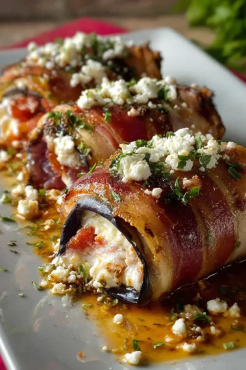 Rollitos de Berenjena Rellenos de Jamón de Pollo y Queso